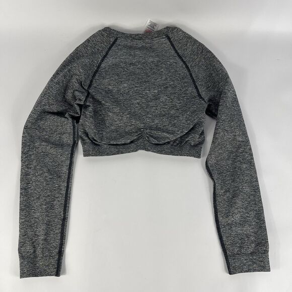 Gymshark Adapt Ombre Seamless Long Sleeve Crop Top Black Grey Size M - Picture 3 of 6